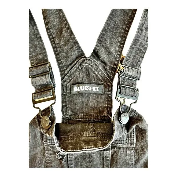 Blue Spice Black Distressed Denim Overalls with Rips and Holes //Junior Size 9 - Picture 9 of 9